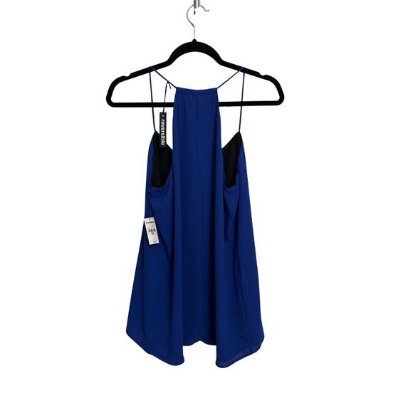 Express Cami Womens Medium Blue Black Barcelona Reversible V-Neck Crepe NWT - Picture 2 of 7